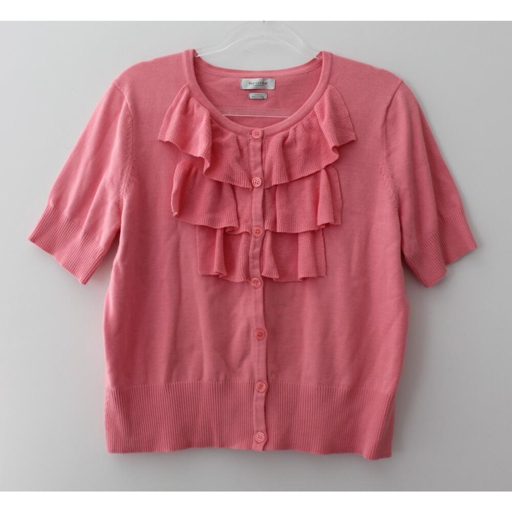 Van Heusen Womens Button Up Sweater Cardigan Pink Size L Pre-Owned